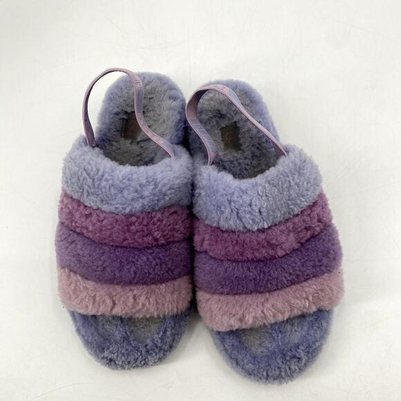 UGG purple fleece fuzzy sling back slippers - Picture 2 of 5